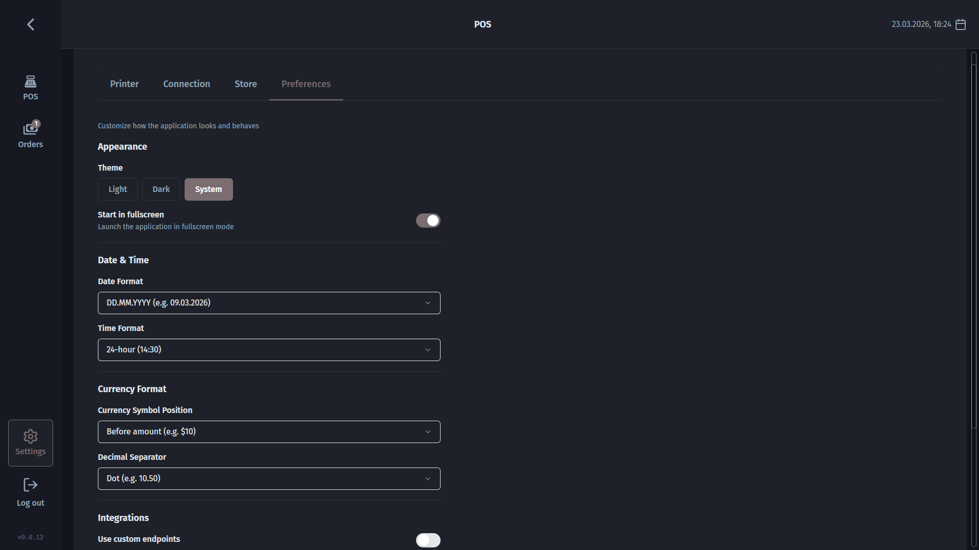 Set your theme, currency, and date format