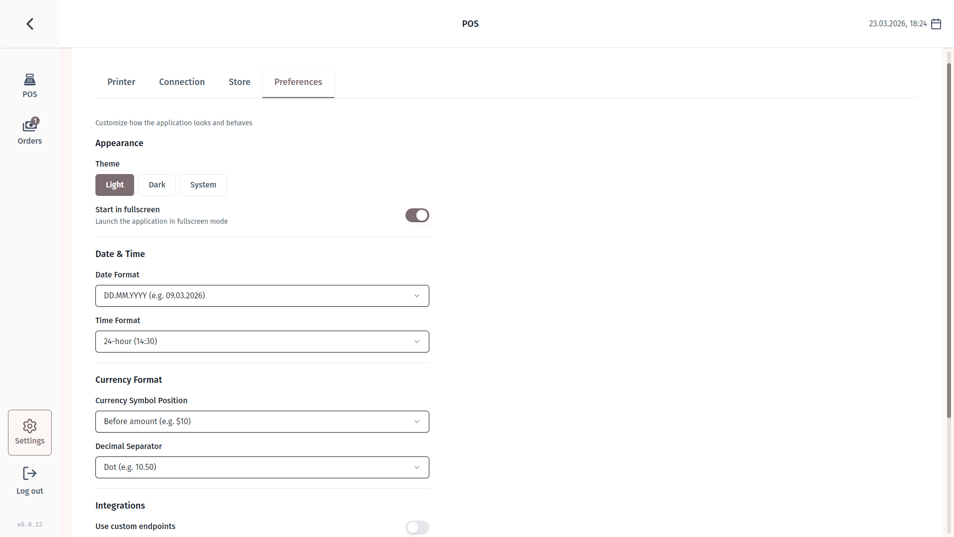 Set your theme, currency, and date format