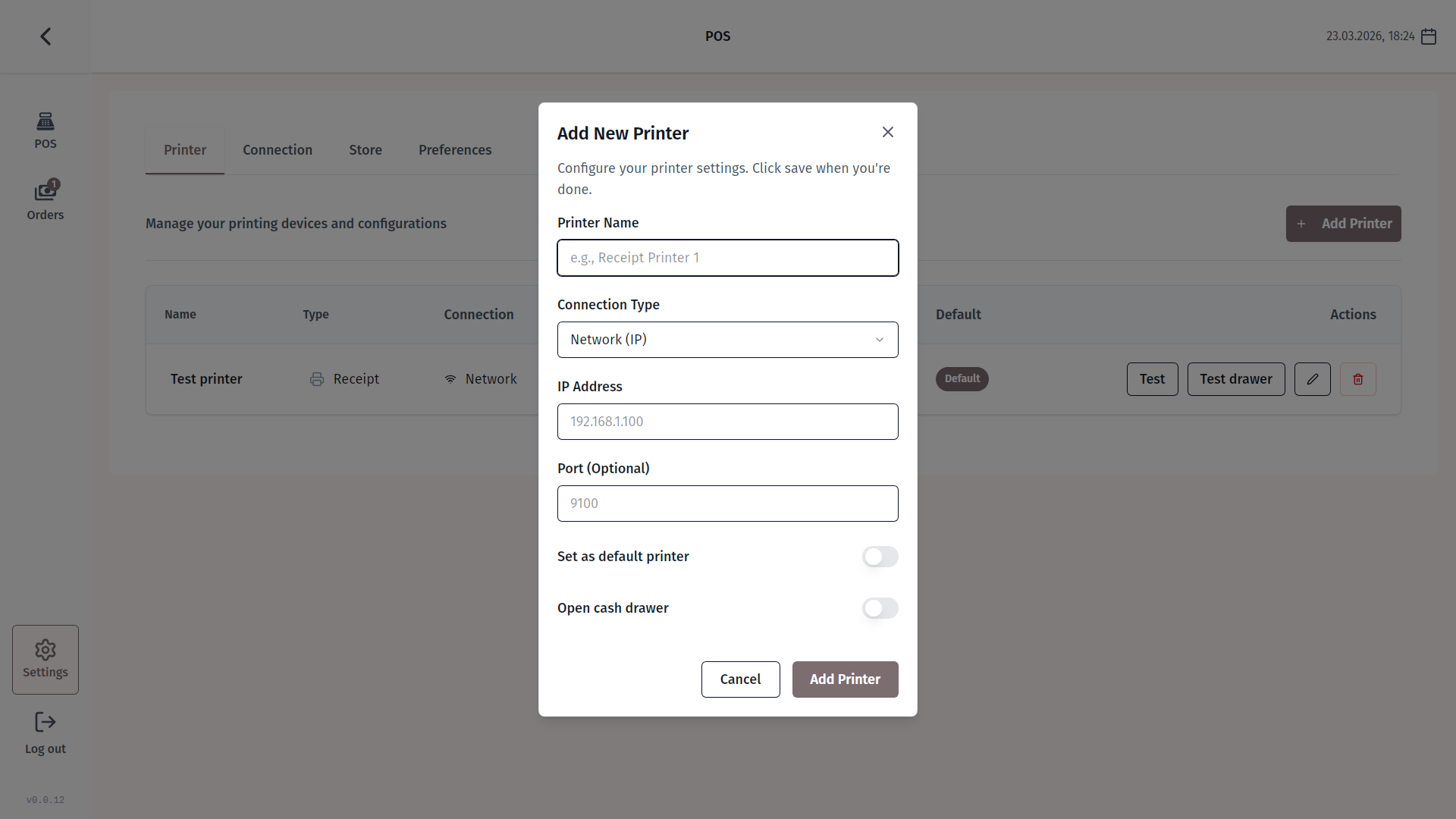 Configure and test your printer in Settings